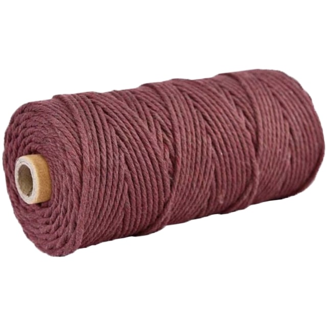 3mm Macrame Cord — Beige | 100 m Spool - Light Burgundy