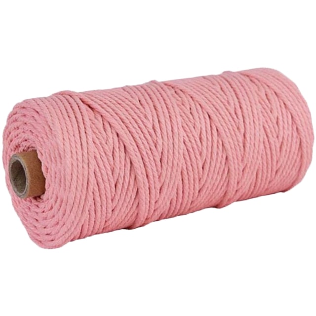 3mm Macrame Cord — Beige | 100 m Spool - Deep Pink