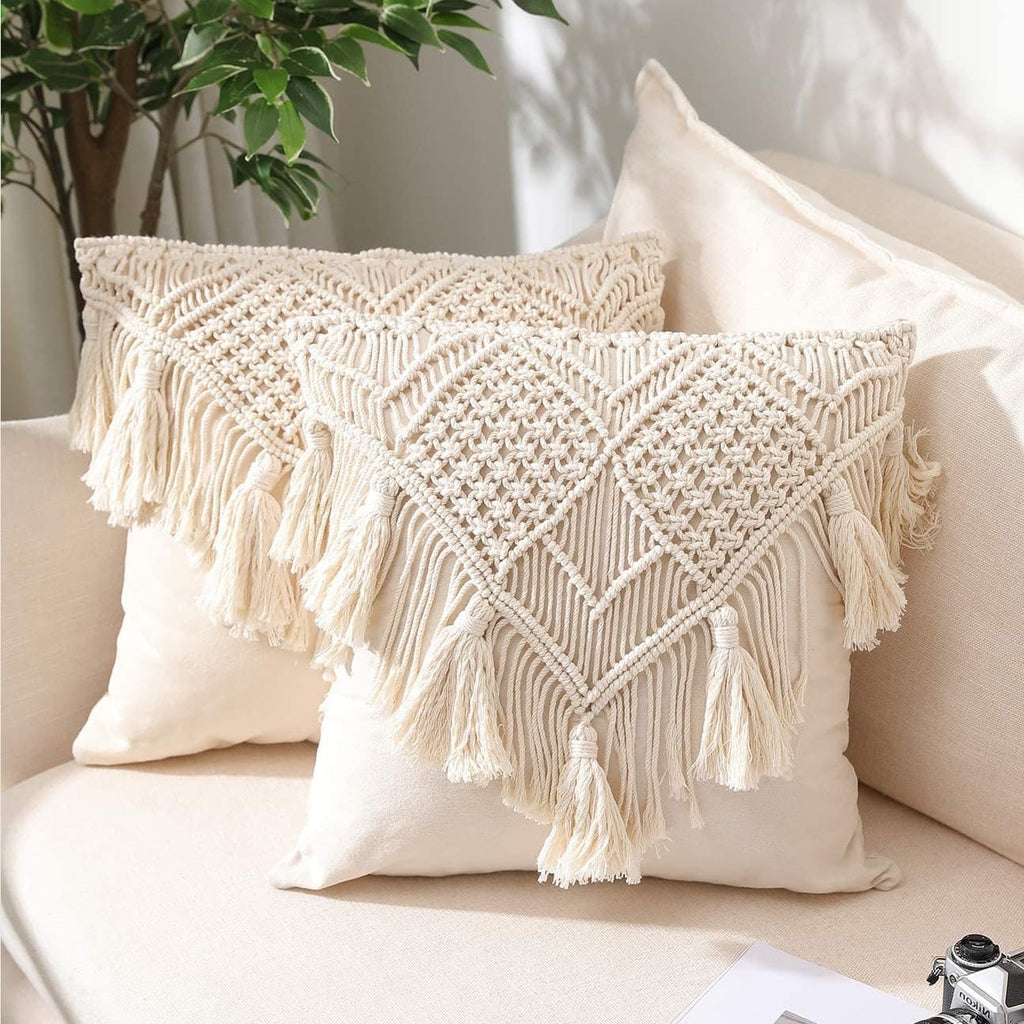 Housse de coussin en macramé bohème