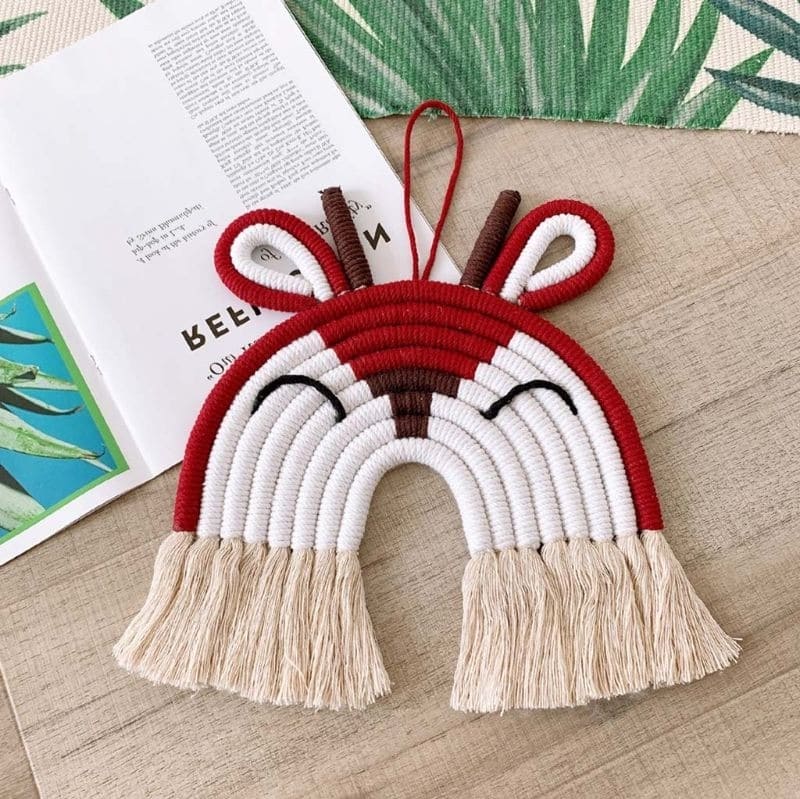 Déco bébé arc en ciel macramé cerf