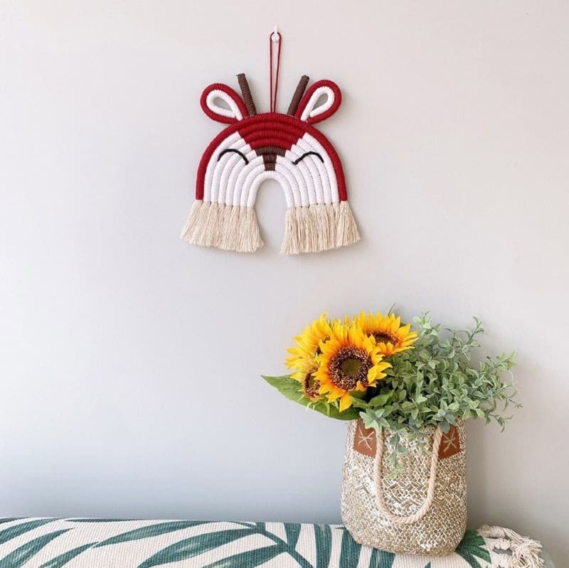 Déco bébé arc en ciel macramé cerf