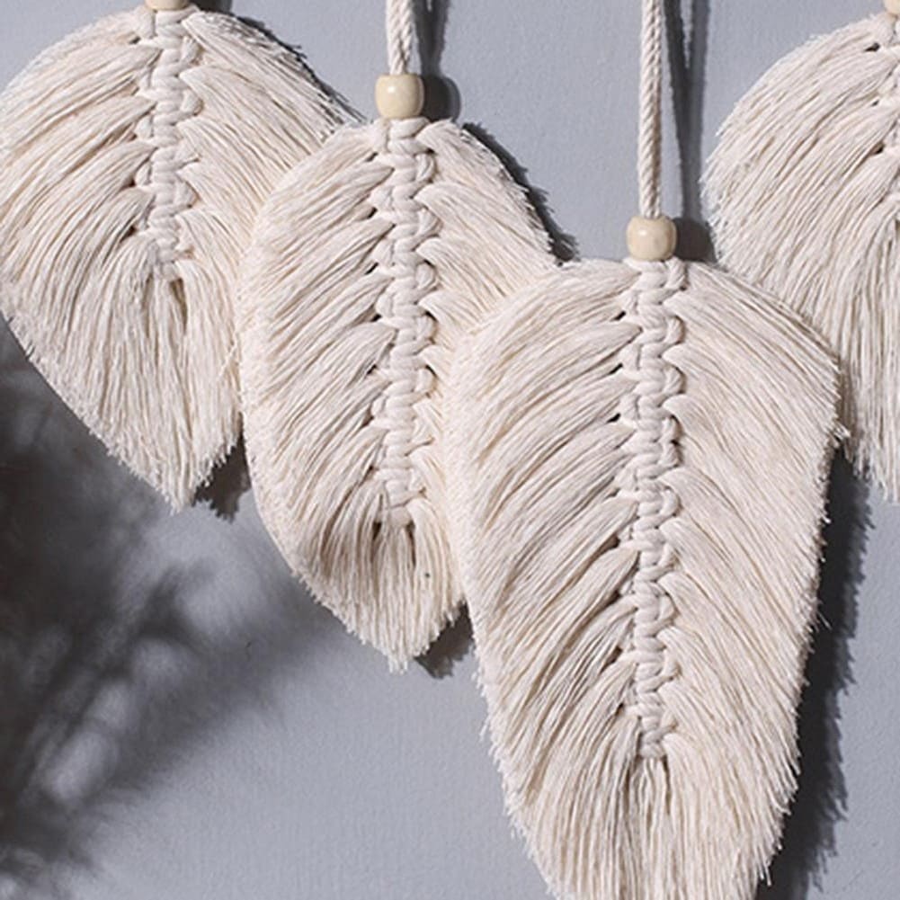 Décoration murale plume macramé