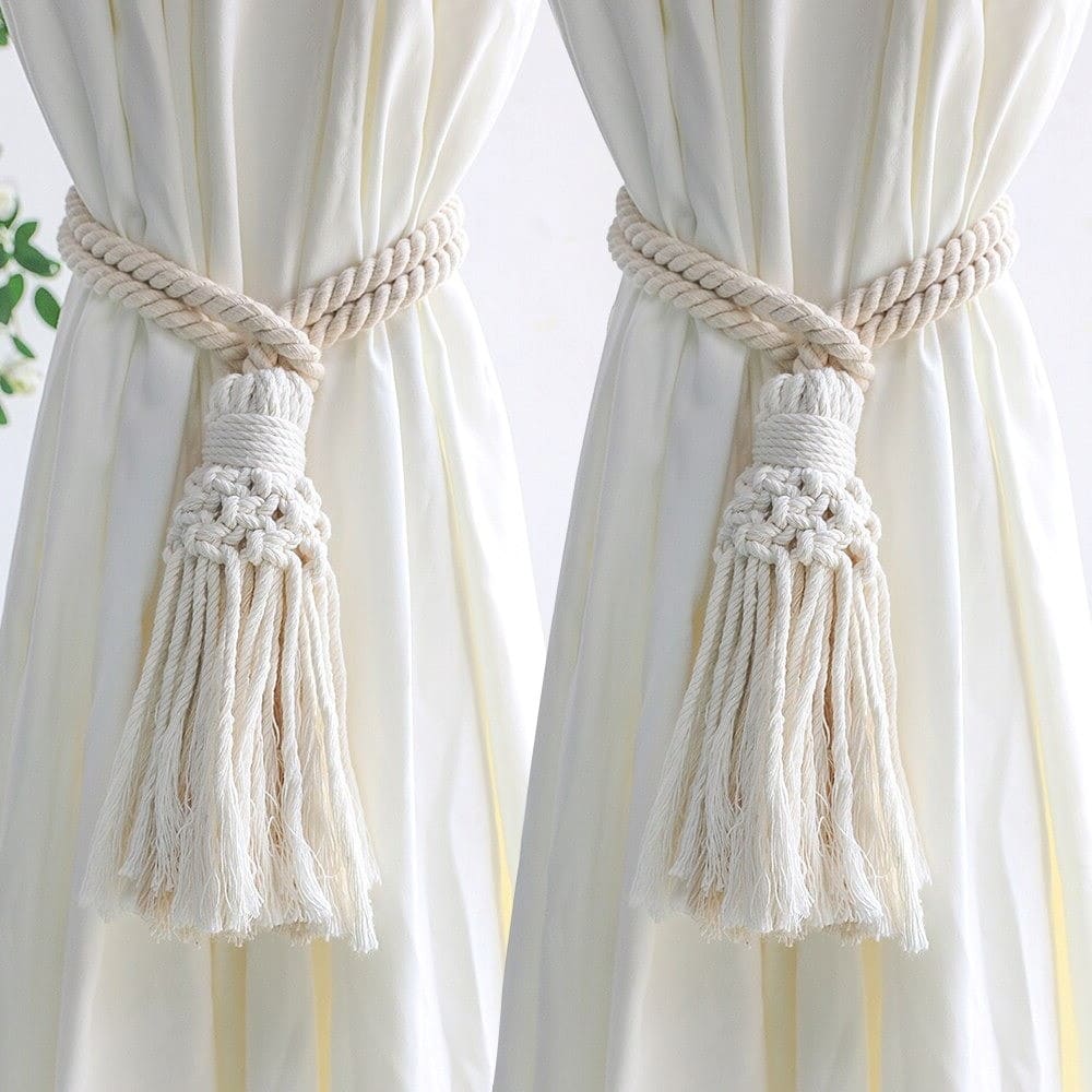 Paire d'embrasses rideaux bohème macramé