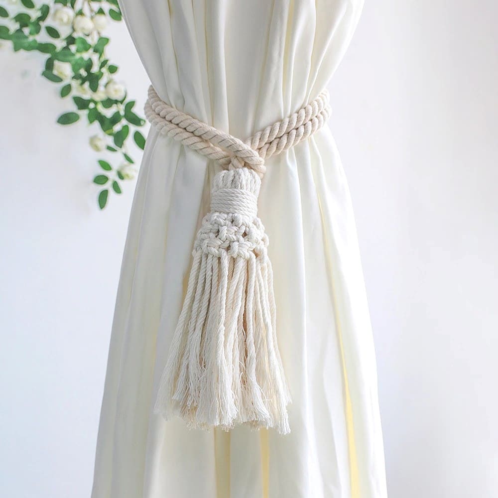 Embrasse rideau bohème en macramé