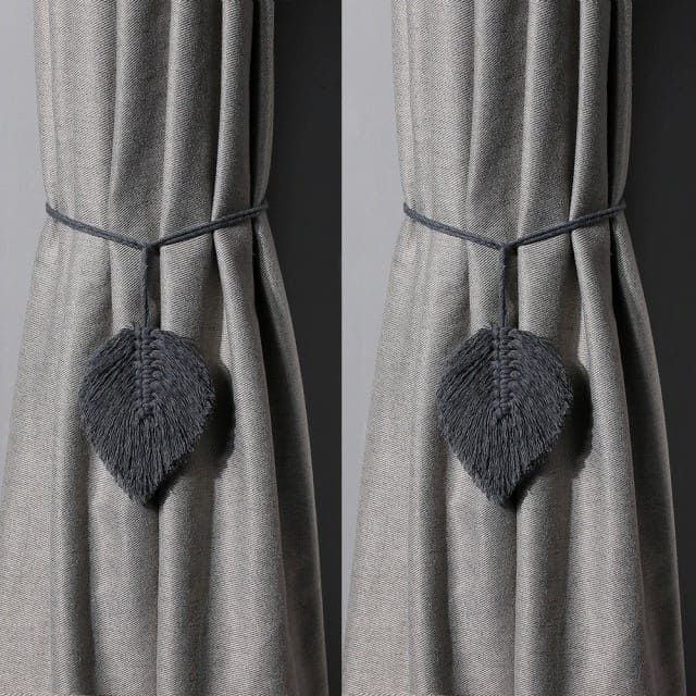Embrasse rideau plume macramé gris
