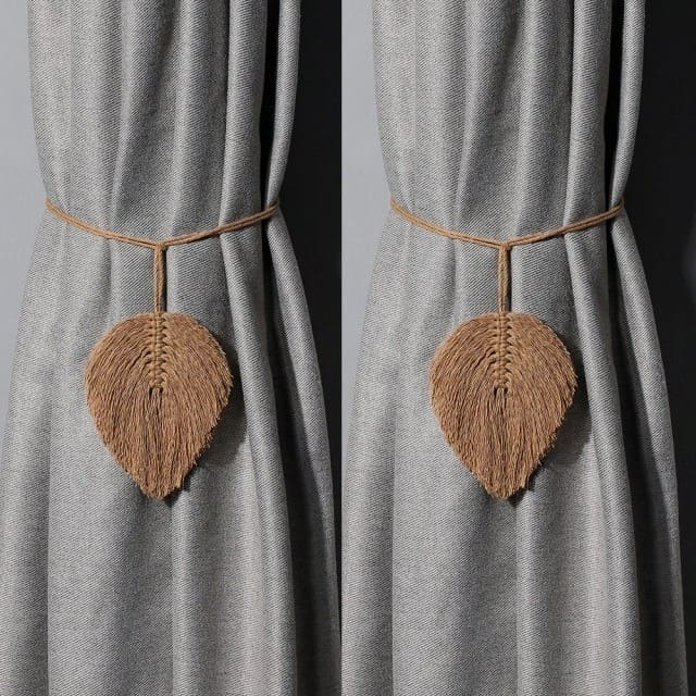Embrasse rideau plume macramé marron