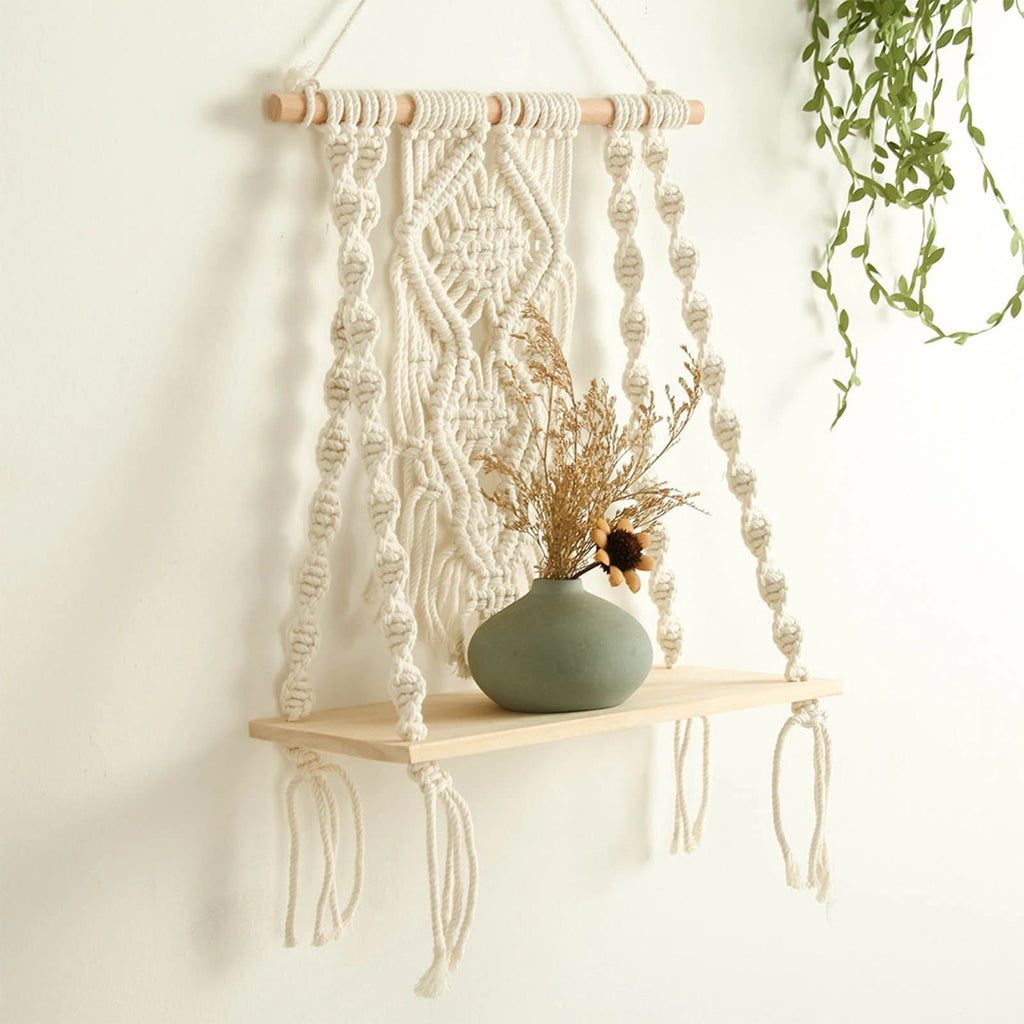 Etagère murale macramé
