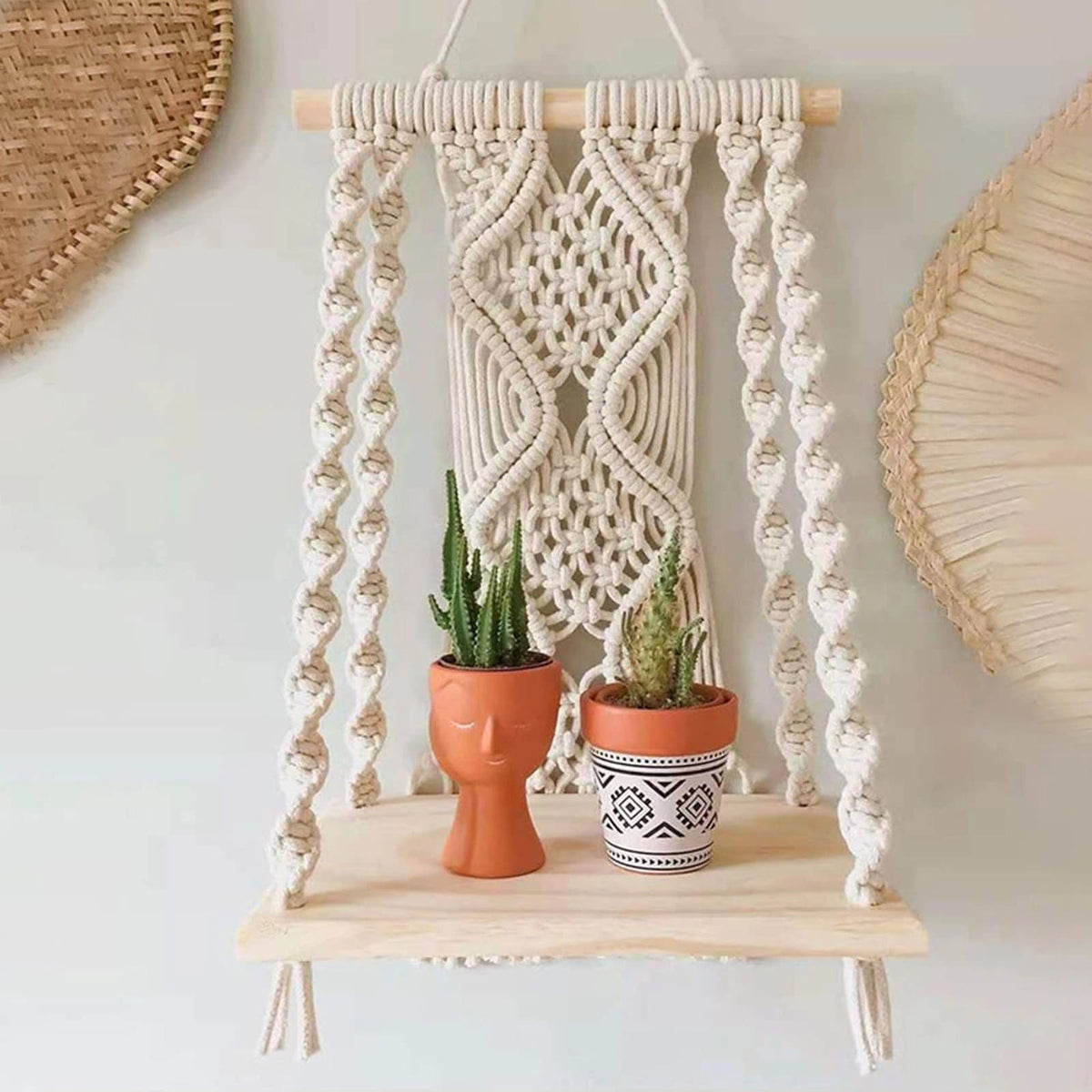 Etagère murale macramé