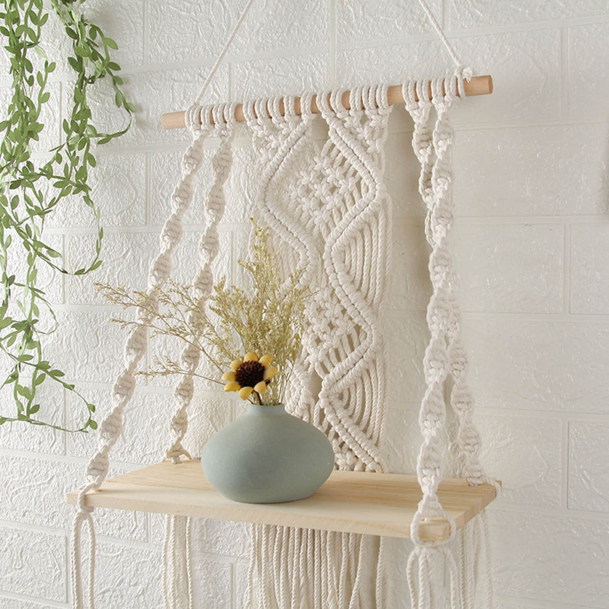 Etagère murale macramé