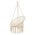 Fauteuil suspendu en macramé beige