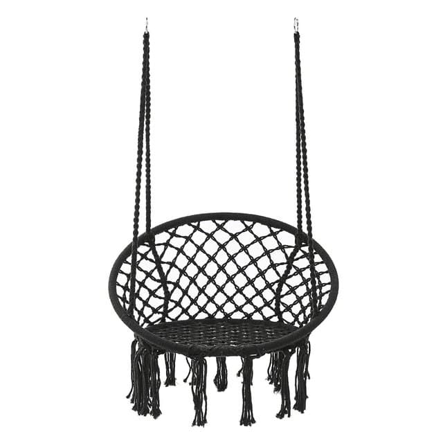 Fauteuil suspendu macramé noir coton