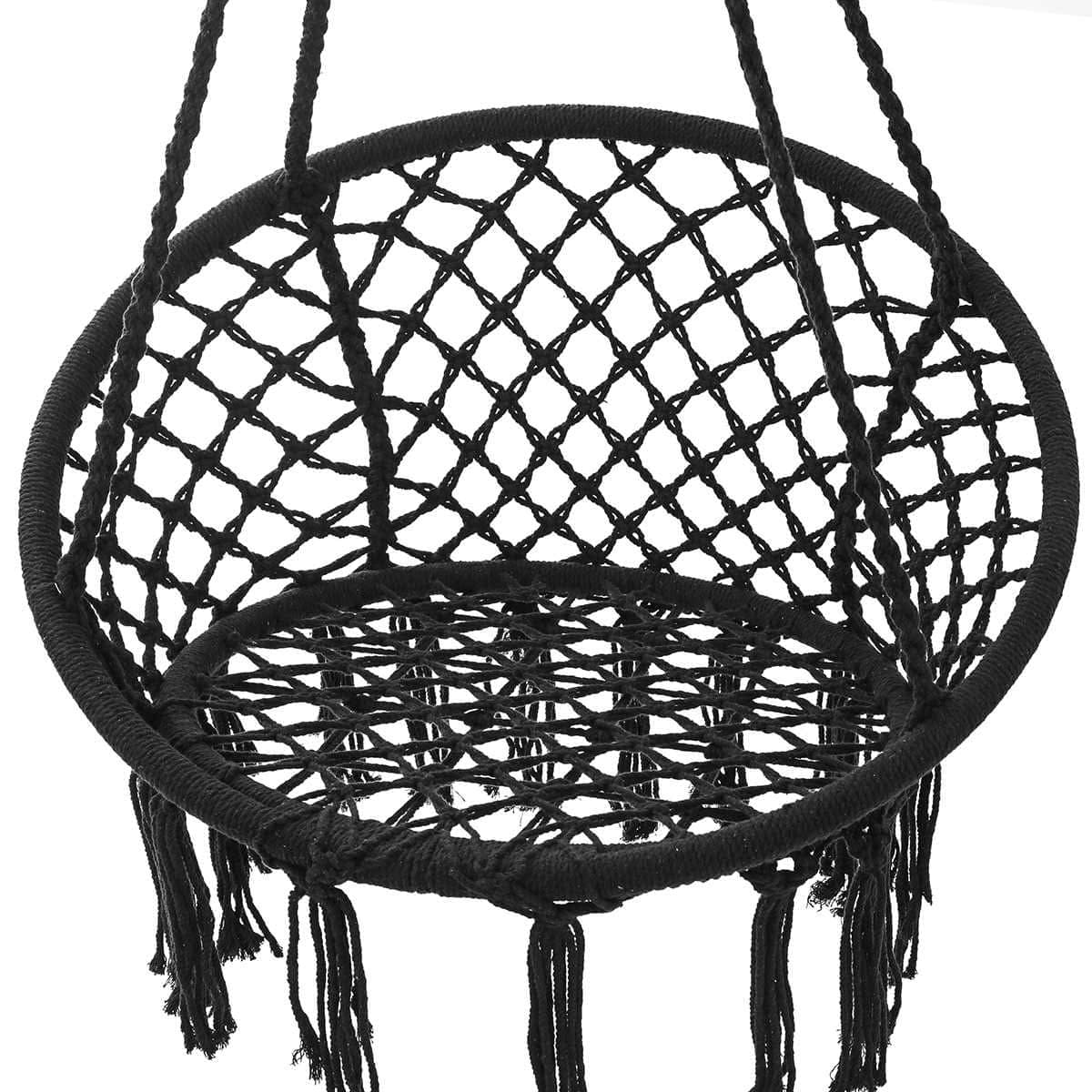 Fauteuil suspendu macramé coton noir