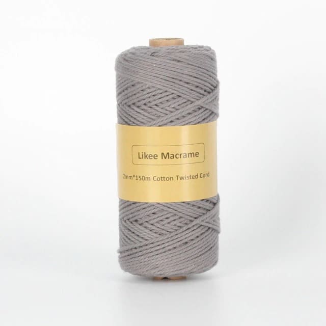 Twisted Cotton Macrame Cord | 150 m Spool - Grey