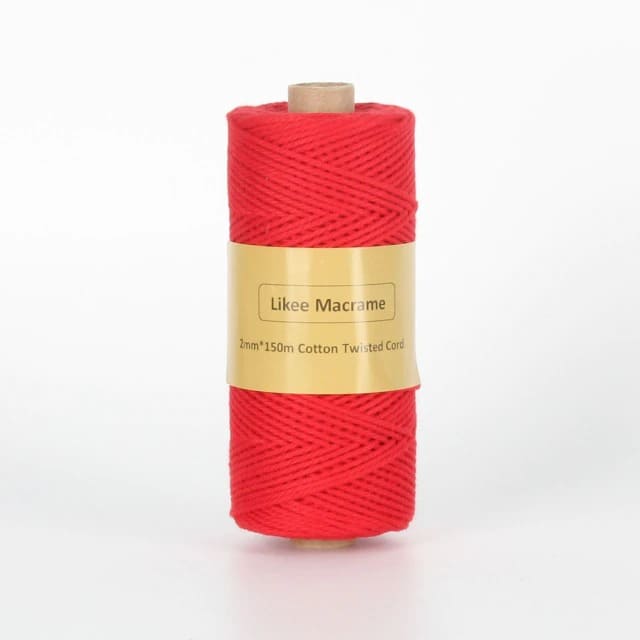 Twisted Cotton Macrame Cord | 150 m Spool - Red