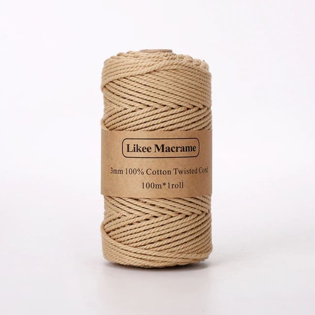 3mm Natural Cotton Macrame Cord | 100 m Spool - Tan