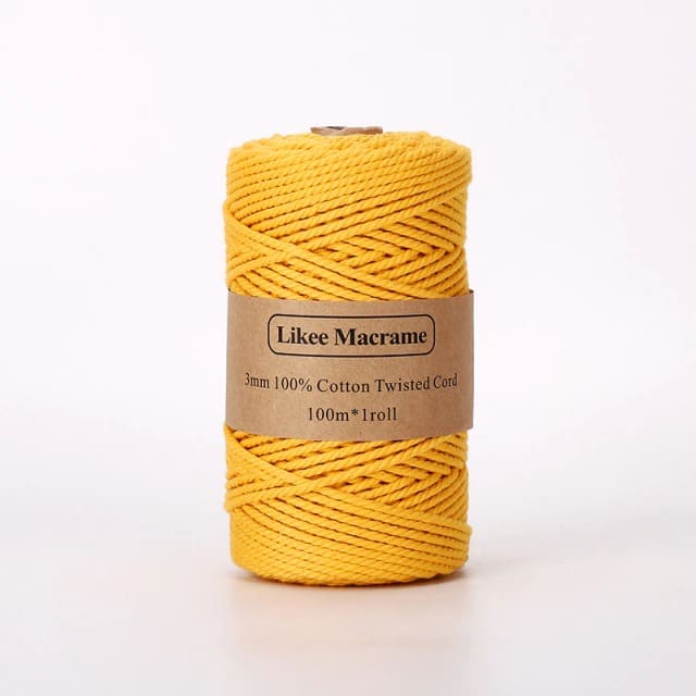 3mm Natural Cotton Macrame Cord | 100 m Spool - Mustard