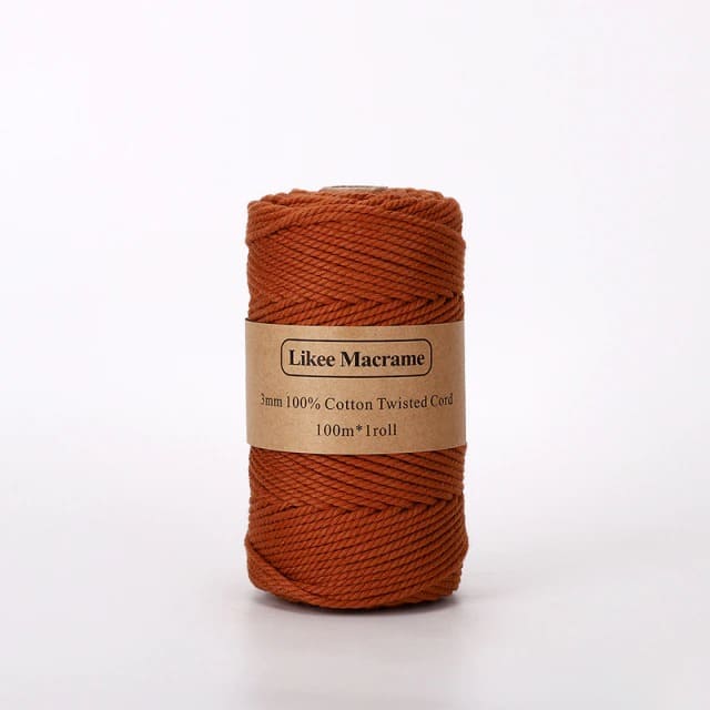 3mm Natural Cotton Macrame Cord | 100 m Spool - Rust