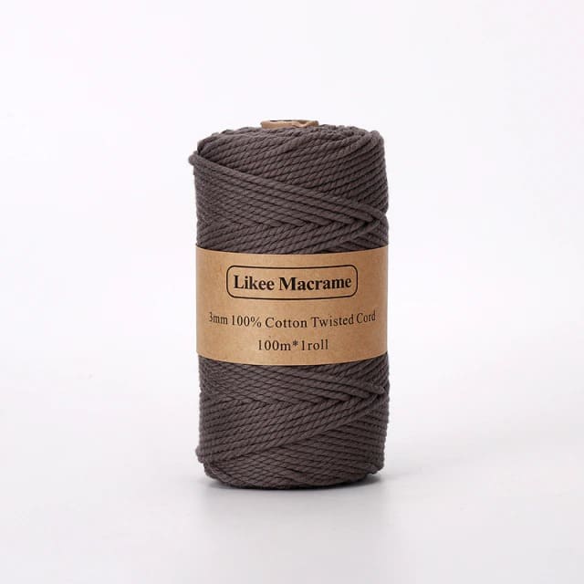 3mm Natural Cotton Macrame Cord | 100 m Spool - Taupe