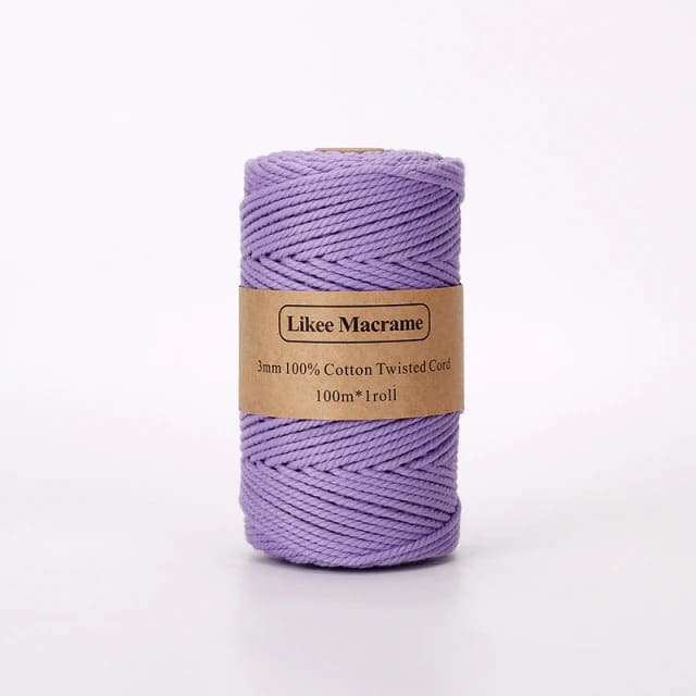 3mm Natural Cotton Macrame Cord | 100 m Spool - Lilac