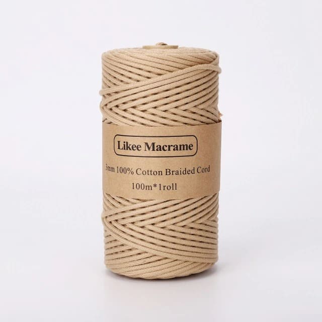 3mm Braided Macrame Cord — Beige | 100 m Spool - Camel Beige