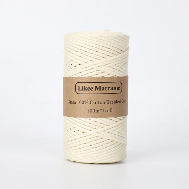 3mm Braided Macrame Cord — Beige | 100 m Spool - Light Beige