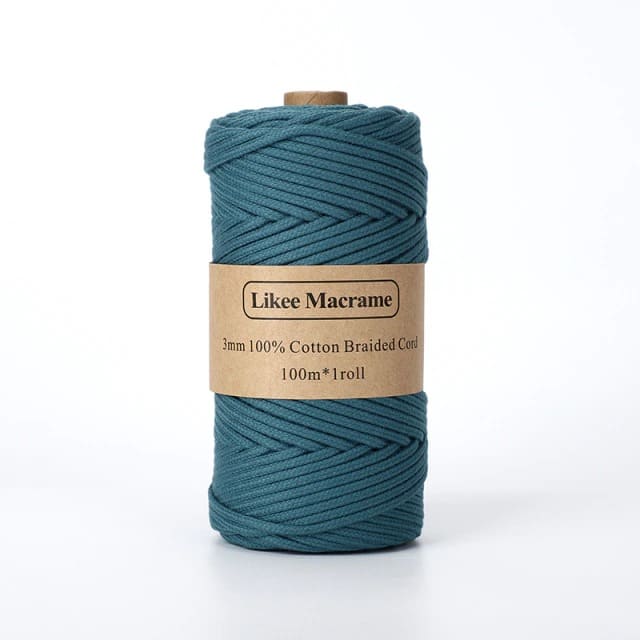 3mm Braided Macrame Cord — Beige | 100 m Spool - Teal