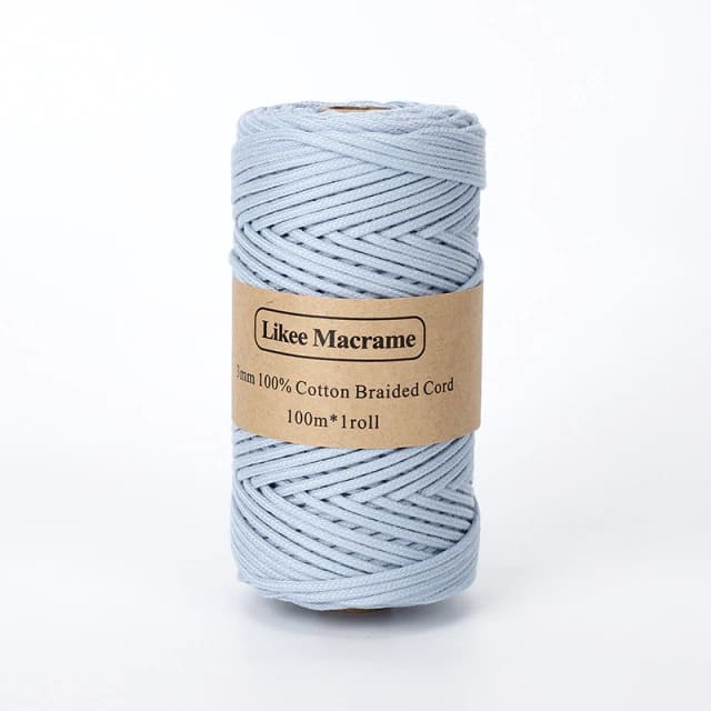 3mm Braided Macrame Cord — Beige | 100 m Spool - Sky Blue