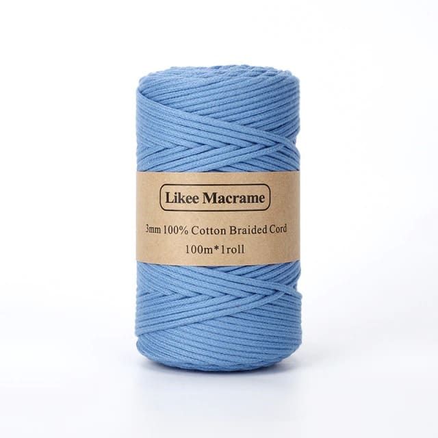 3mm Braided Macrame Cord — Beige | 100 m Spool - Electric Blue