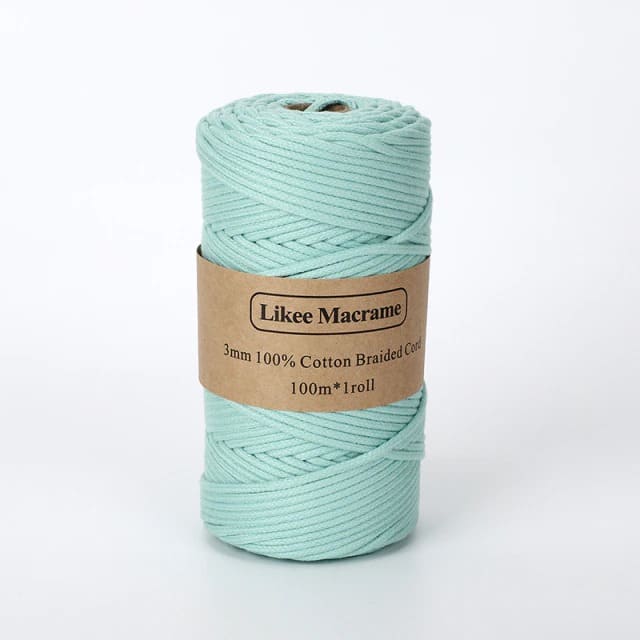 3mm Braided Macrame Cord — Beige | 100 m Spool - Turquoise