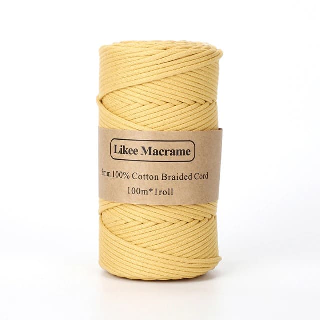 3mm Braided Macrame Cord — Beige | 100 m Spool - Yellow