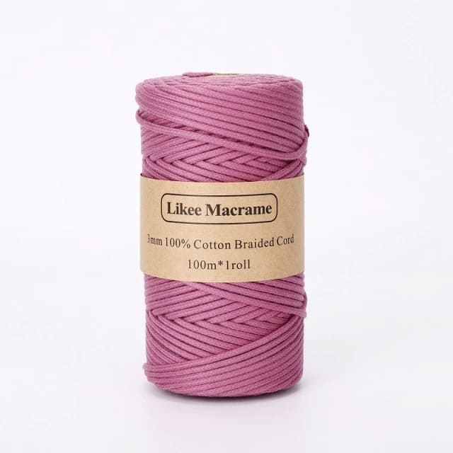 3mm Braided Macrame Cord — Beige | 100 m Spool - Mauve