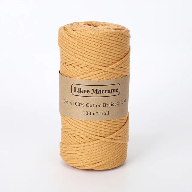 3mm Braided Macrame Cord — Beige | 100 m Spool - Orange moutarde