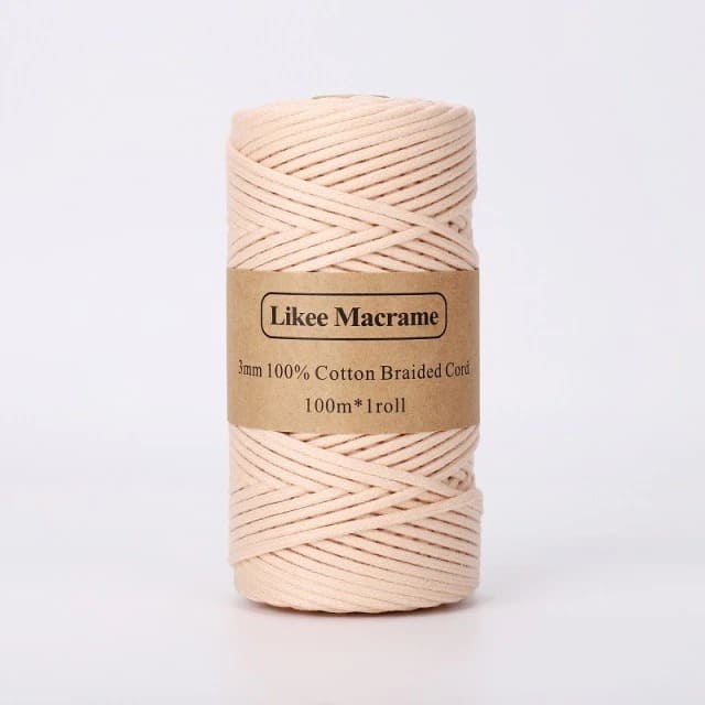 3mm Braided Macrame Cord — Beige | 100 m Spool - Pale Pink