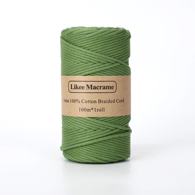 3mm Braided Macrame Cord — Beige | 100 m Spool - Green
