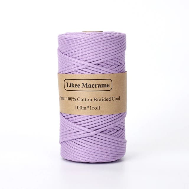 3mm Braided Macrame Cord — Beige | 100 m Spool - Lilac