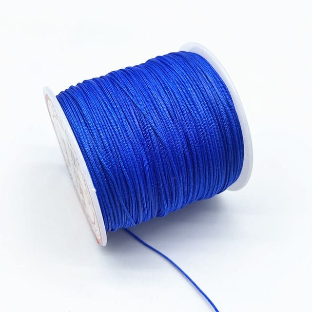 0.8mm Nylon Macrame Cord — White | 100 m Spool - Blue