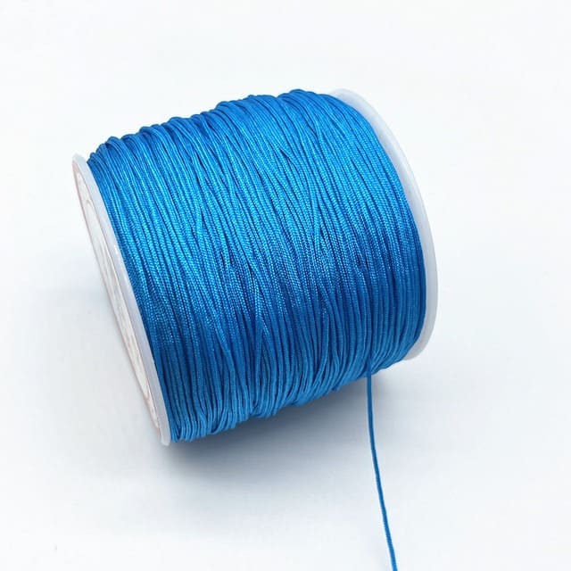 0.8mm Nylon Macrame Cord — White | 100 m Spool - Electric Blue