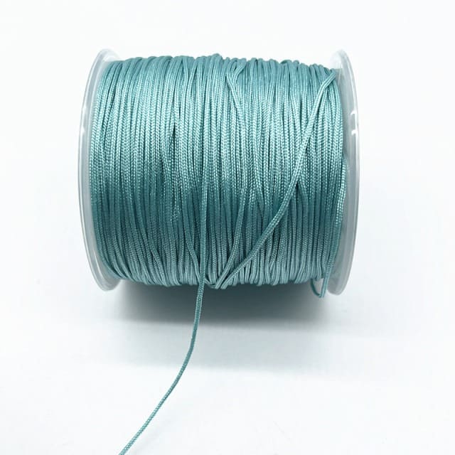 0.8mm Nylon Macrame Cord — White | 100 m Spool - Turquoise