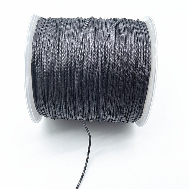 0.8mm Nylon Macrame Cord — White | 100 m Spool - Dark Grey