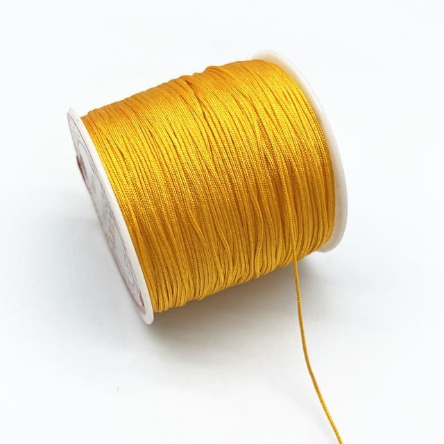 0.8mm Nylon Macrame Cord — White | 100 m Spool - Mustard Yellow