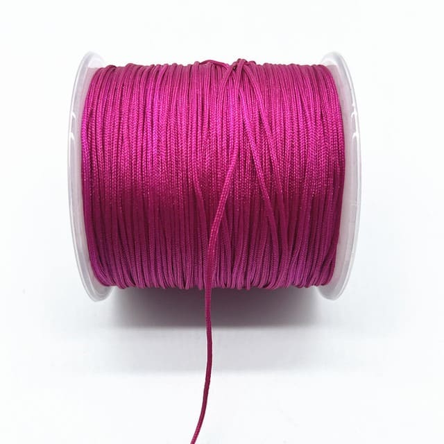 0.8mm Nylon Macrame Cord — White | 100 m Spool - Magenta