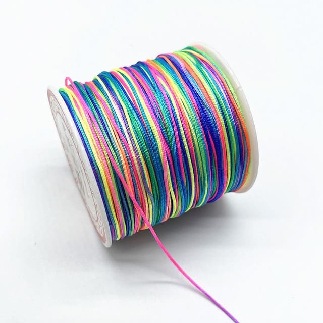 0.8mm Nylon Macrame Cord — White | 100 m Spool - Rainbow