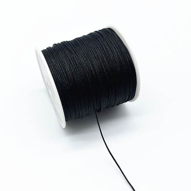 0.8mm Nylon Macrame Cord — White | 100 m Spool - Black