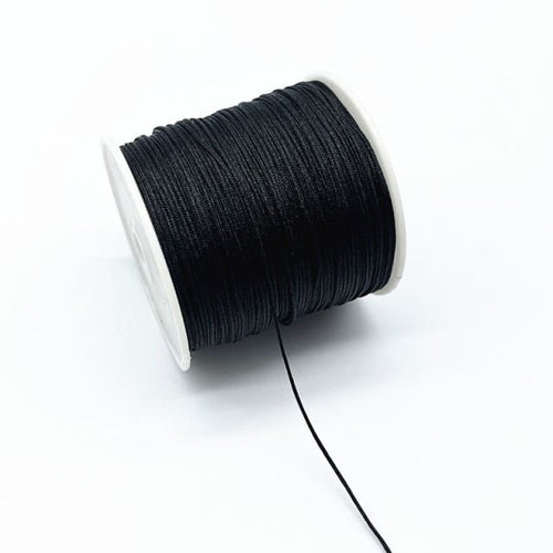 0.8mm Nylon Macrame Cord — White | 100 m Spool - Black