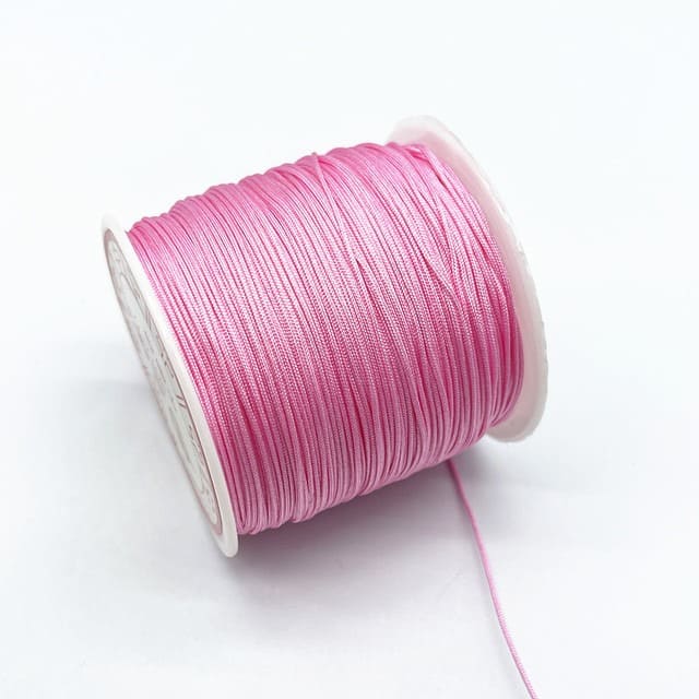 0.8mm Nylon Macrame Cord — White | 100 m Spool - Pink