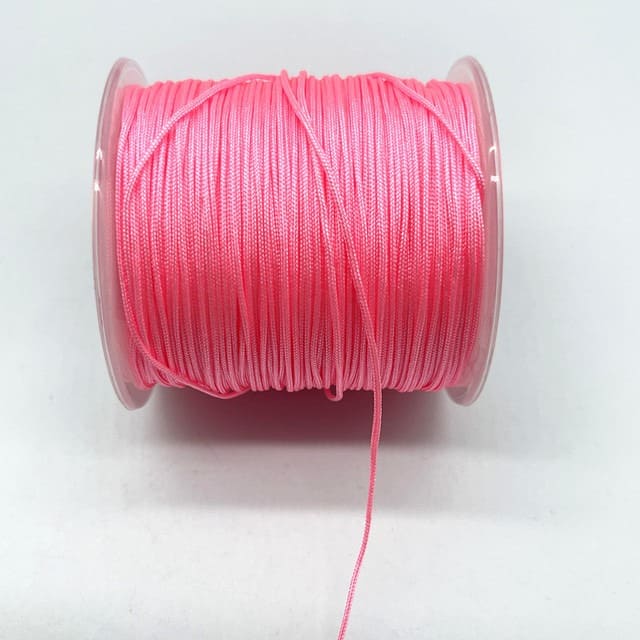 0.8mm Nylon Macrame Cord — White | 100 m Spool - Candy Pink