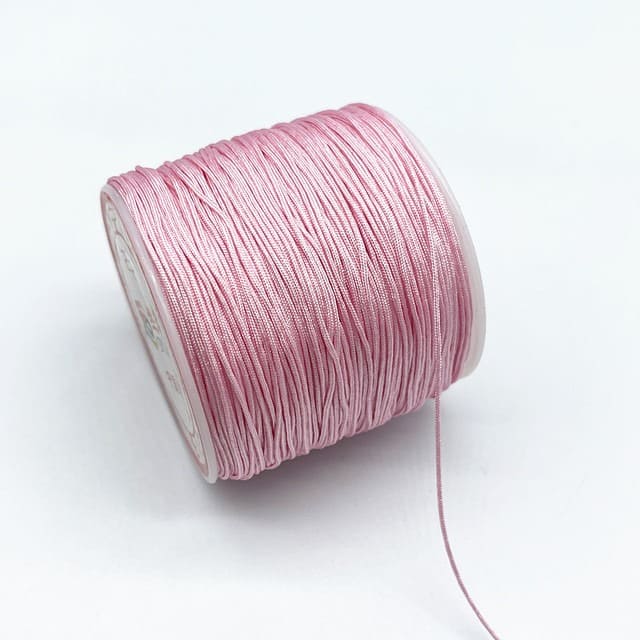 0.8mm Nylon Macrame Cord — White | 100 m Spool - Baby Pink