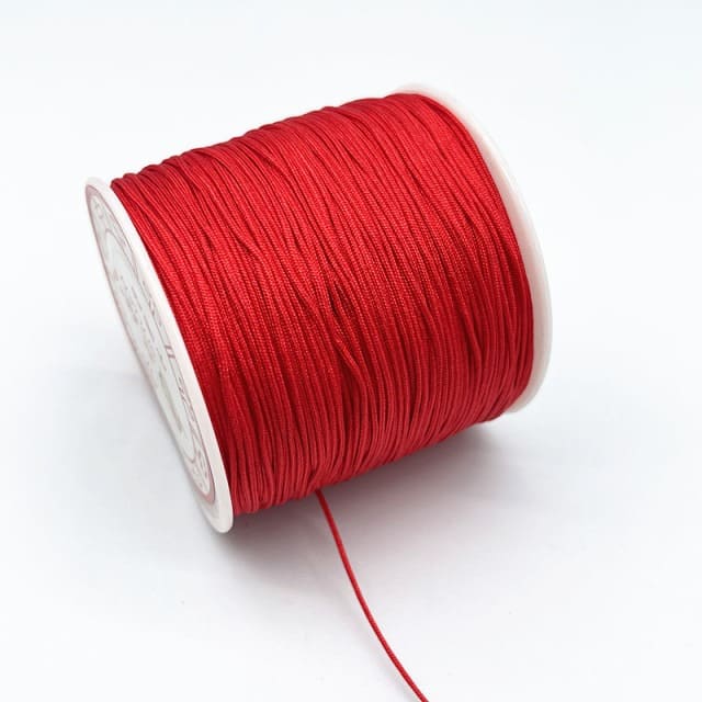 0.8mm Nylon Macrame Cord — White | 100 m Spool - Red