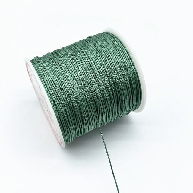 0.8mm Nylon Macrame Cord — White | 100 m Spool - Teal Green