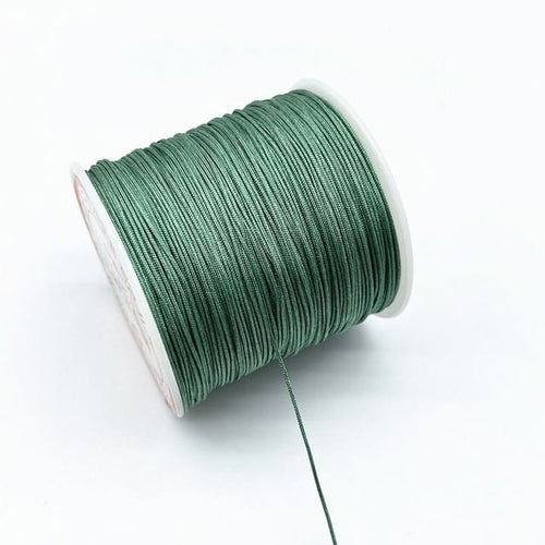0.8mm Nylon Macrame Cord — White | 100 m Spool - Teal Green